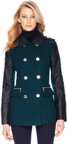 Thumbnail for your product : Michael Kors Faux-Leather-Sleeve Wool Coat