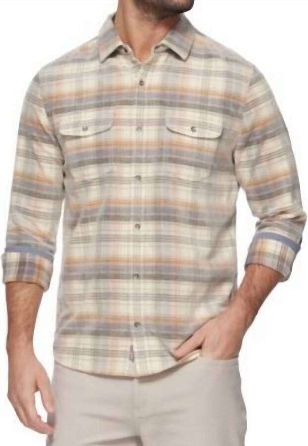 Flags & Anthem Campbell Corduroy Shirt In Cream/blue/rust