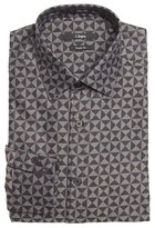 Thumbnail for your product : Z Zegna 2264 Z Zegna grey and black checkered print cotton blend spread collar shirt