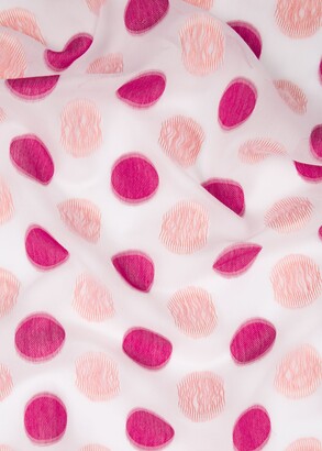 Paul Smith Light Pink Polka Dot Jacquard Cotton-Blend Scarf