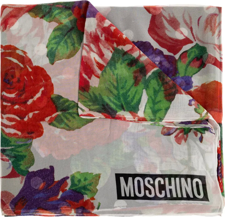 Moschino Floral-Print Silk Scarf