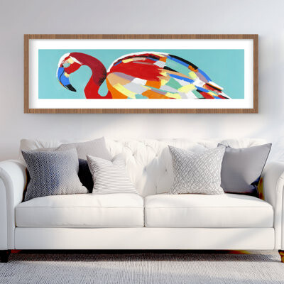 Lark Manor Abstract Flamingo Framed Matted Print | Bird Home Decor
