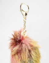 Thumbnail for your product : ASOS Faux Fur Rainbow Bag Charm Key Ring