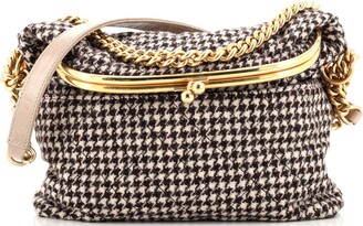 Chanel Tabatiere Kisslock Fold Over Bag Tweed with Quilted