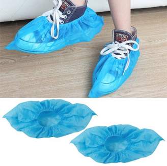 Topeakmart Cleaning 100 Pcs Disposable Boot & Shoe Covers Fabric Blue One Size Fits All