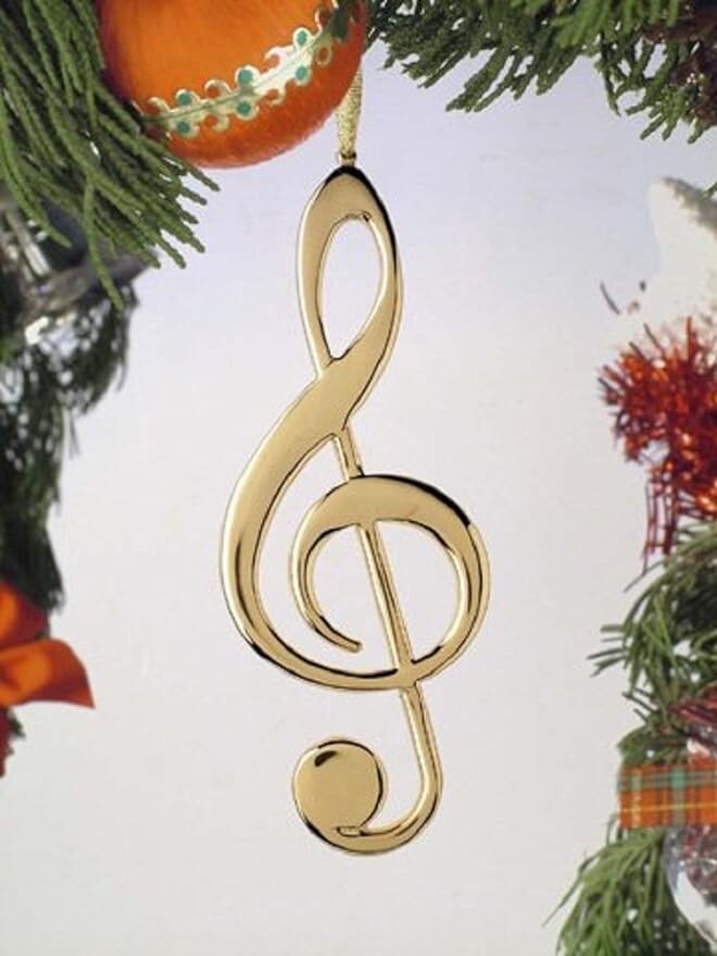 Broadway Gifts 5" Gold Brass Treble Clef Ornament Decoration