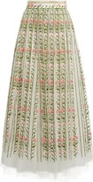 Embroidered Tulle Midi Skirt 