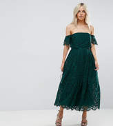 Thumbnail for your product : ASOS Petite Off The Shoulder Lace Prom Midi Dress