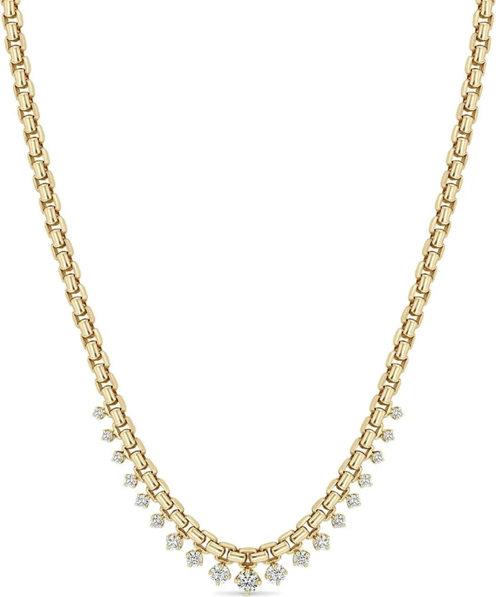 Zoë Chicco 14K gold Graduated diamond and sapphire necklace