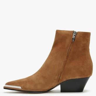 Sergio Rossi Cara 45 Tan Suede Ankle Boots