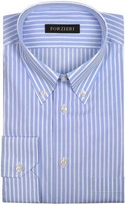 Forzieri Striped Light Blue and White Cotton Shirt