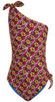 Thumbnail for your product : La DoubleJ Goddess One-shoulder Floral-print Swimsuit - Pink Print