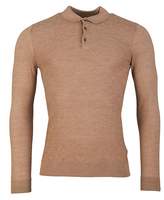 Thumbnail for your product : Remus Uomo Long Sleeve Knit Polo Shirt Colour: CAMEL, Size: LARGE