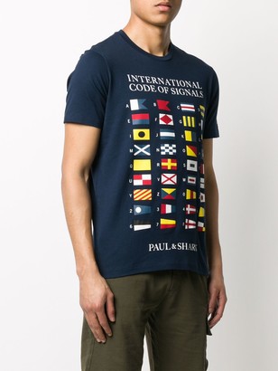 Paul & Shark Nautical Flags Logo T-shirt