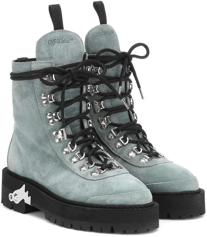 off white suede ankle boots