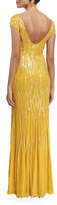 Thumbnail for your product : Jenny Packham Cap-Sleeve Embellished Gown, Honey Bee