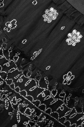 Needle & Thread Andromeda Embellished Tulle Mini Dress - Black