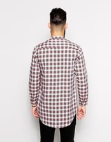 Thumbnail for your product : Reclaimed Vintage Longline Checked Shirt With Grandad Collar