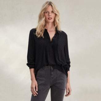 The White Company Pintuck Flocked Blouse, Black, 10