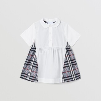 Burberry Childrens Chequerboard Panel Stretch Cotton Polo Shirt Dress Size: 18M