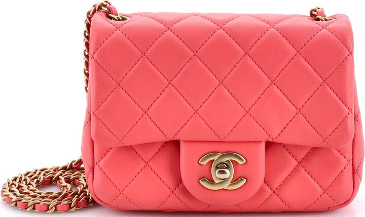 Chanel Pearl Crush Square Flap Bag Quilted Lambskin Mini