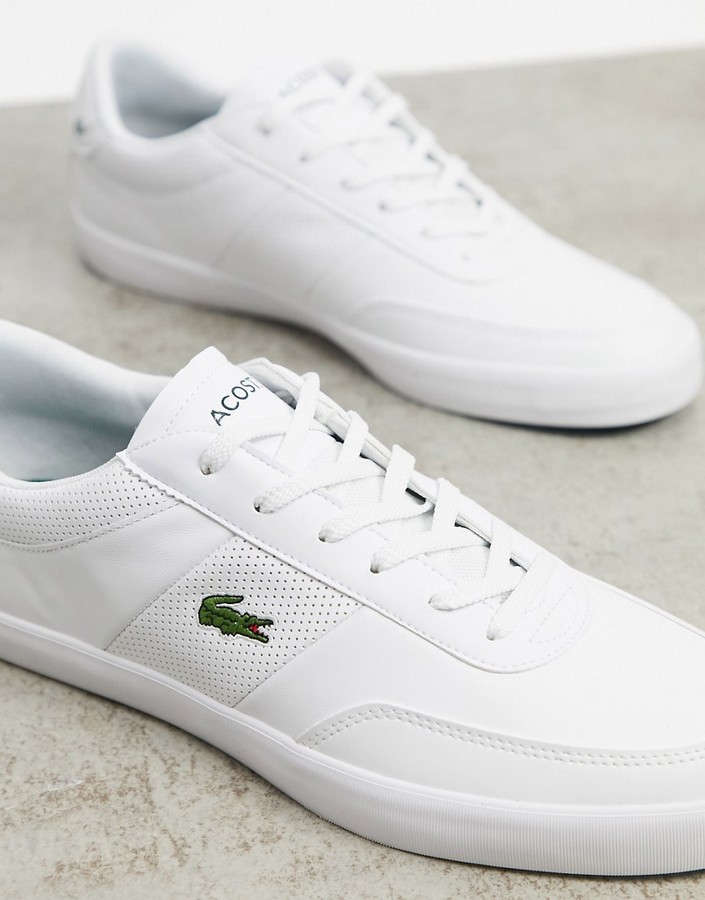 Lacoste court master perf stripe sneakers in white leather - ShopStyle