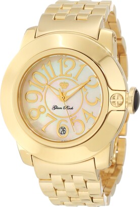 Glam Rock Women's GR31008 SoBe White Mother-of-Pearl Dial Gold Ion-Plated Stainless Steel Watch