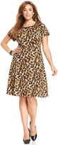 Thumbnail for your product : Amy Byer Plus Size Short-Sleeve Animal-Print A-Line Dress