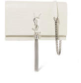 Thumbnail for your product : Saint Laurent Kate Small Croc-effect Leather Shoulder Bag - Ivory