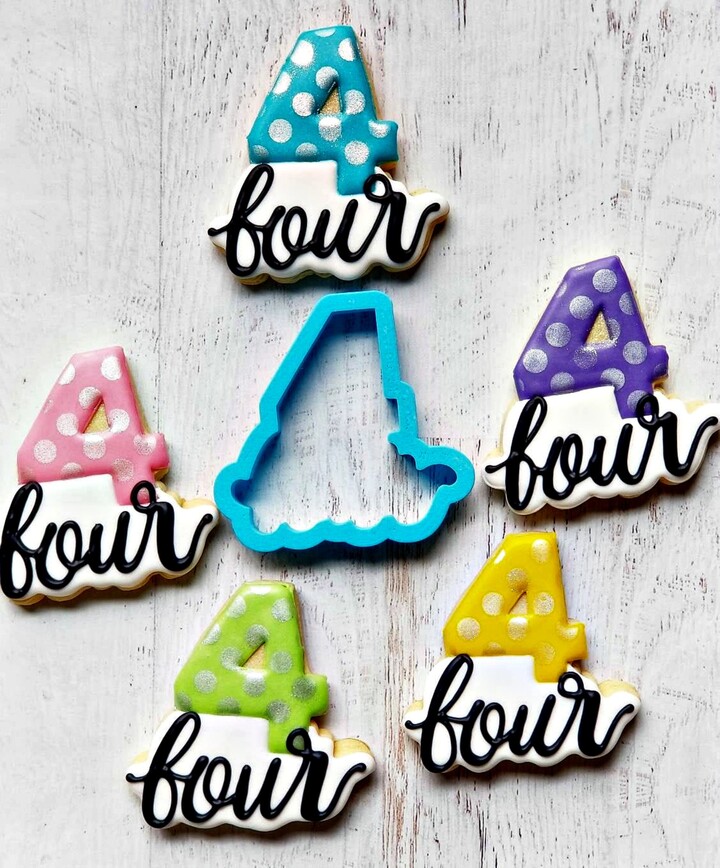 Lettered Number 4 Cookie Cutter in Multiple