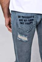 Thumbnail for your product : boohoo Skinny Distressed Jeans With Embroidery