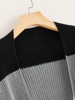 Thumbnail for your product : Shein Cut And Sew Open Front Drop Shoulder Cardigan