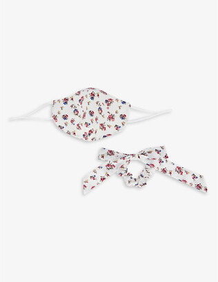Free People Floral-print cotton face covering and hair tie