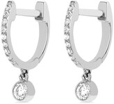 Thumbnail for your product : Ef Collection 14kt White Gold Diamond Bezel Drop Huggies