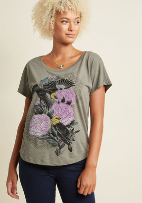 ModCloth Nature's Nuances Graphic T-Shirt in XXL - Short Sleeves Mid-length