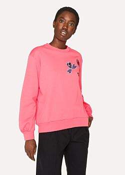 Paul Smith Women's Pink Sun And Floral Embroidered Cotton Sweatshirt