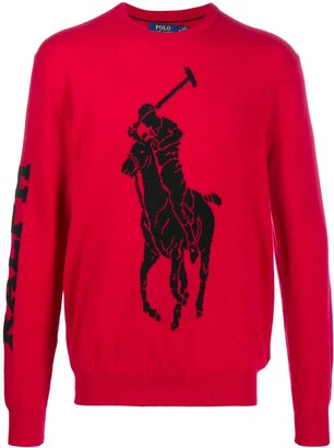 black and red polo sweater