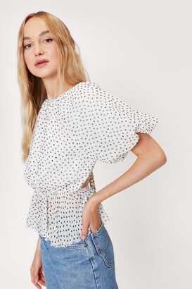 Nasty Gal Womens Backless Puff Sleeve Polka Dot Blouse - ShopStyle Tops