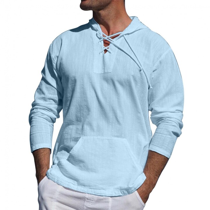 long sleeve shirt with hood mens