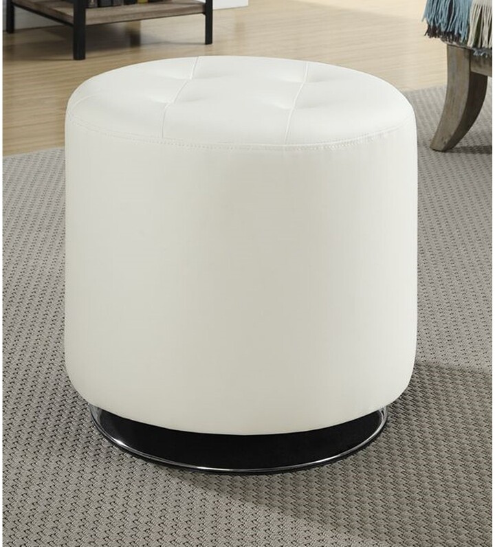 Walter White Leather Upholstered Tufted Round Swivel Ottoman ShopStyle