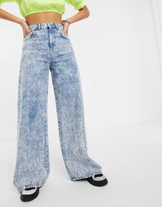 ASOS Design DESIGN Full length lightweight wide leg jeans in acid wash
