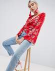 boohoo-boohoo floral tie side wrap blouse
