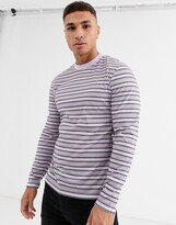Thumbnail for your product : ASOS DESIGN DESIGN long sleeve striped t-shirt in purple stripe