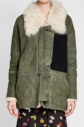 Sandy Liang Suede Shearling Jacket