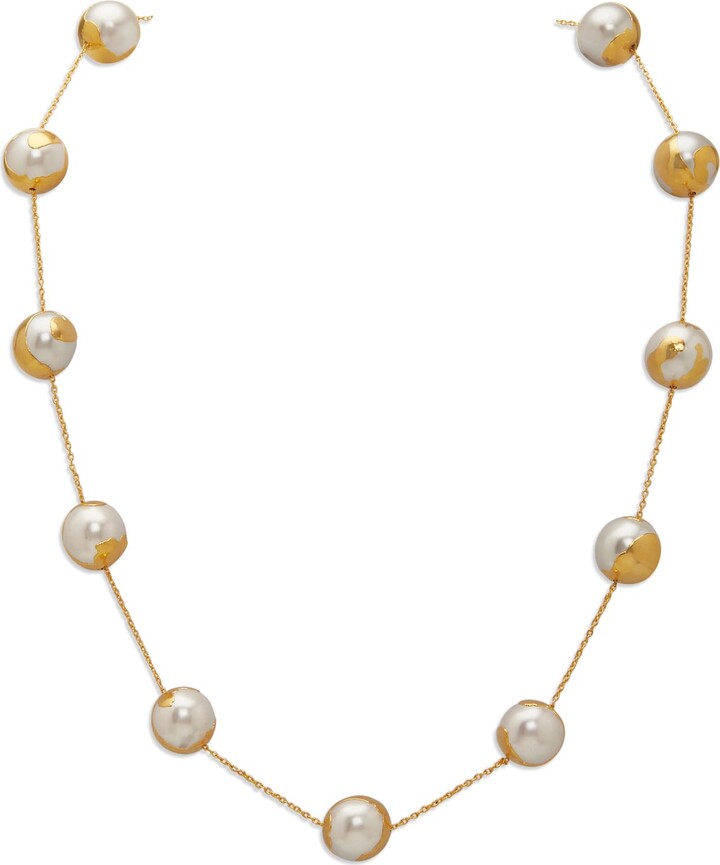 Dhwani Bansal Gold / White Gold Selene Necklace With Baroque Pearls