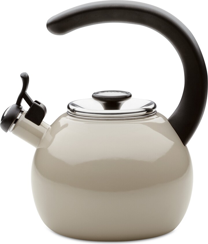 Circulon Enamel on Steel 2-Qt. Whistling Teakettle with Flip-Up Spout