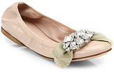 Thumbnail for your product : Miu Miu Swarovski Crystal Patent Leather Ballet Flats