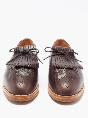 Jacques Solovière - Ray Tasselled Leather Derby Shoes - Dark Brown