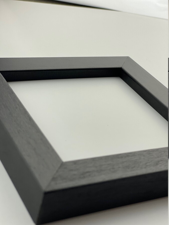 Etsy Picture Frame - Handmade Wooden Black Color Modern Thin Moulding Holds 4 X Photos Easy To Hang & Insert