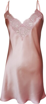 Natalie Begg Silk Slip With Scalloped French Lace - Pink